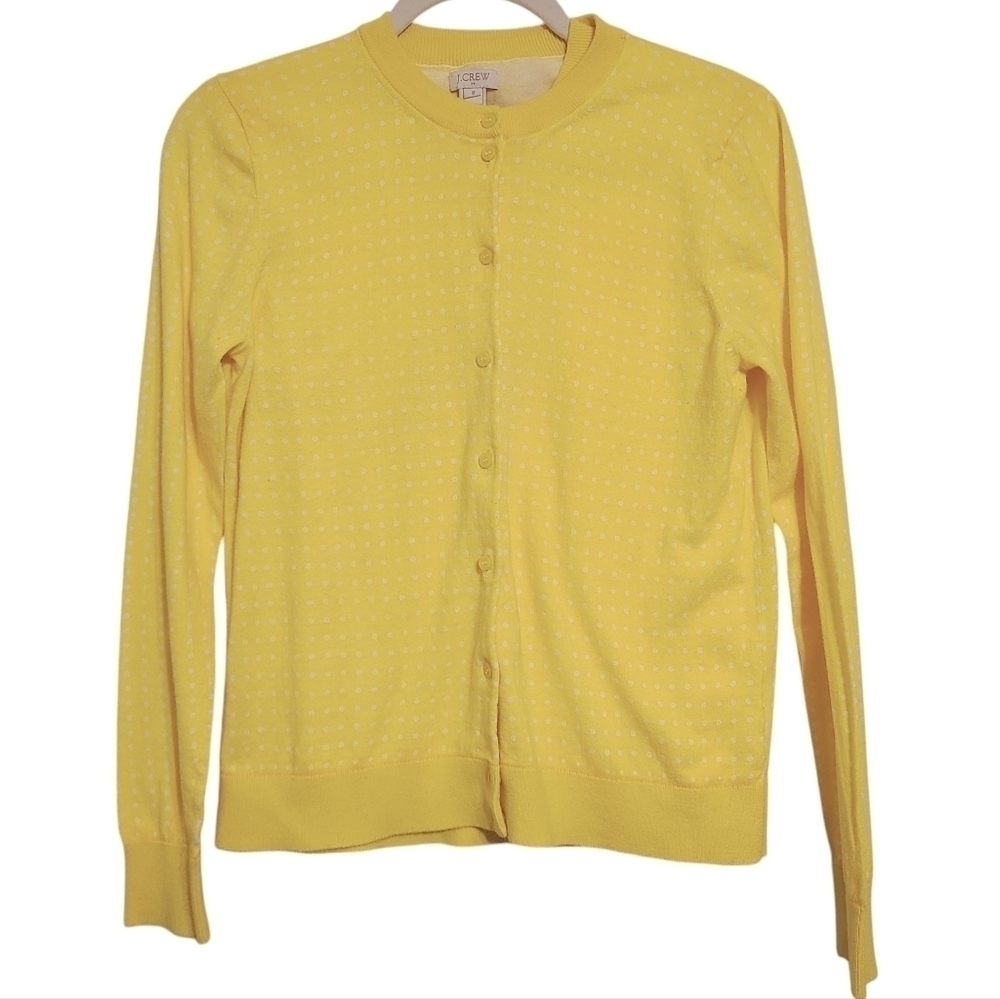 J. Crew Factory | Yellow Polka Dot Caryn Cardigan Sweater Set (Size Medium)